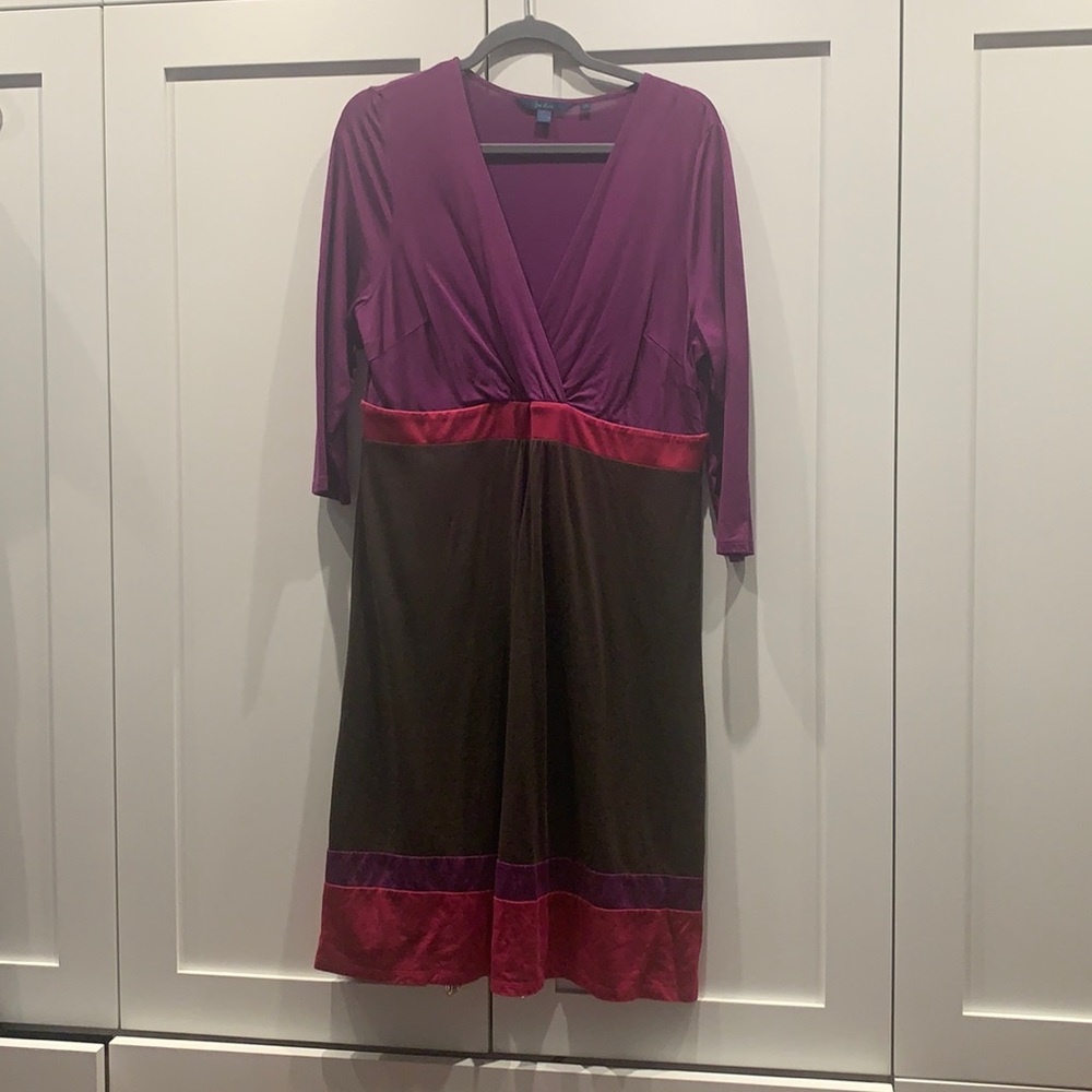 Boden color block purple shift dress 16R US